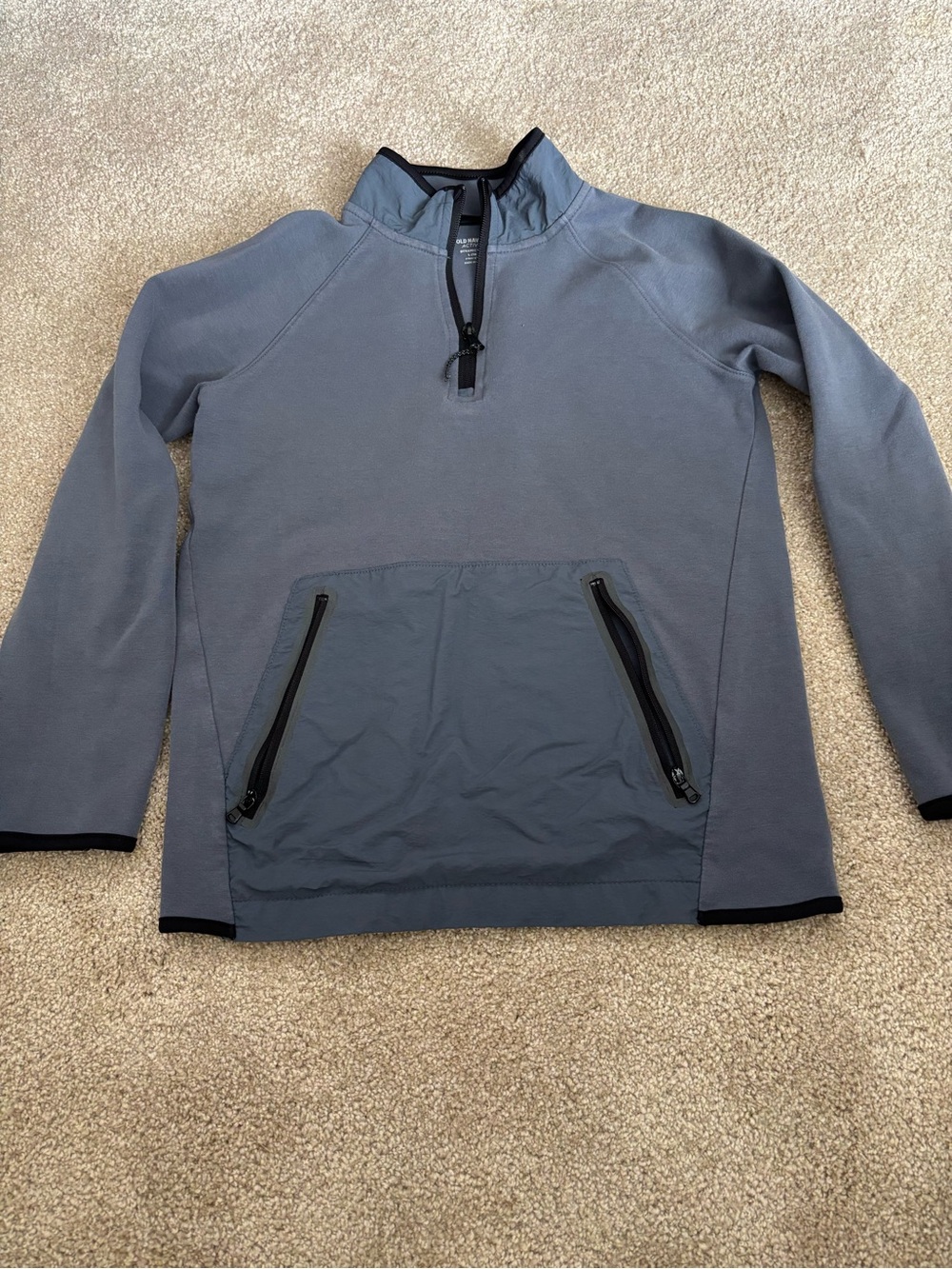 Boys L Old Navy Active Quarter Zip Dynamic Fleece - Slate Gray